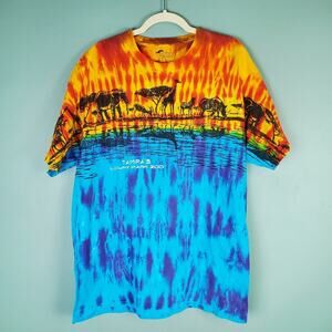 RFBF Dye Works Tie Dyed Tampa Lowry Park Zoo Crew Neck Tee Shirt Size Large